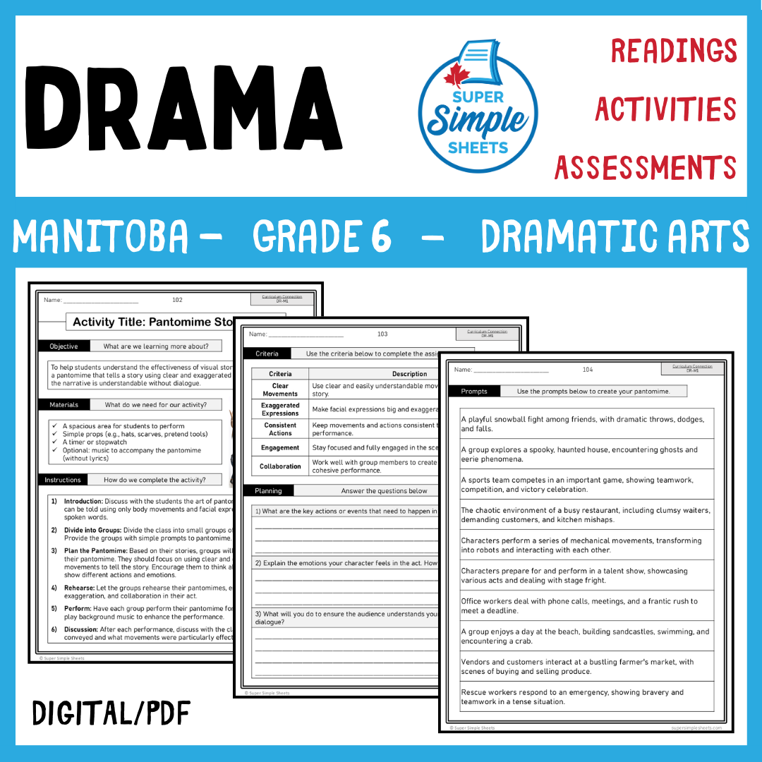 Manitoba Dramatic Arts Curriculum - Grade 6 - Drama unit