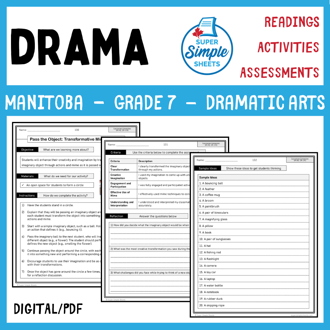 Manitoba Dramatic Arts Curriculum - Grade 7 - Drama unit