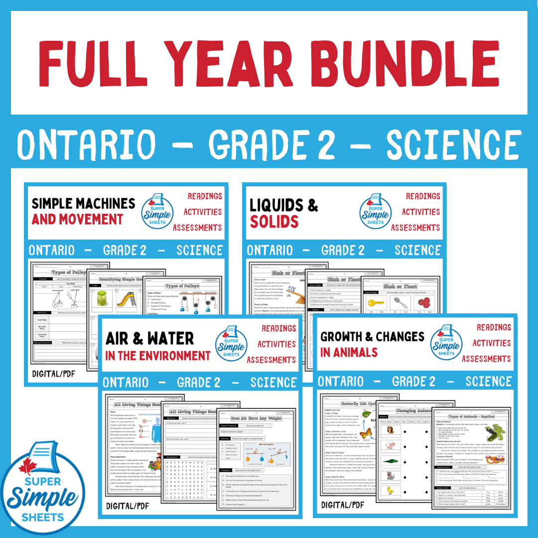 NEW 2022 Curriculum! Ontario Grade 2 Science Bundle - FULL YEAR BUNDLE