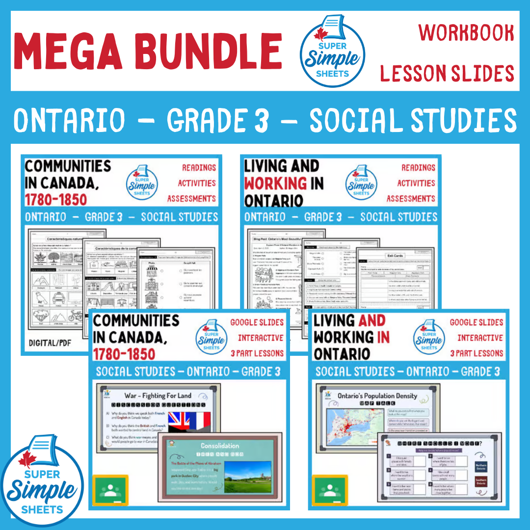 Ontario - Grade 3 - Social Studies - Lessons/Workbook Mega Bundle