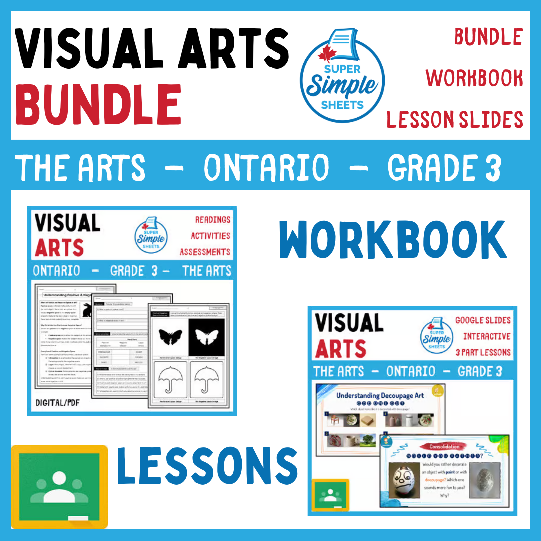 Visual Arts - Ontario The Arts Curriculum - Grade 3 - Lesson/Workbook Bundle