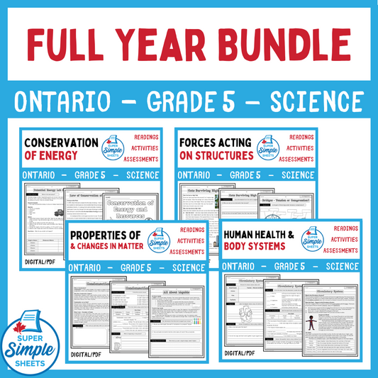 NEW UPDATED 2022 - Ontario Grade 5 Science - Full Year Bundle - GOOGLE/PDF