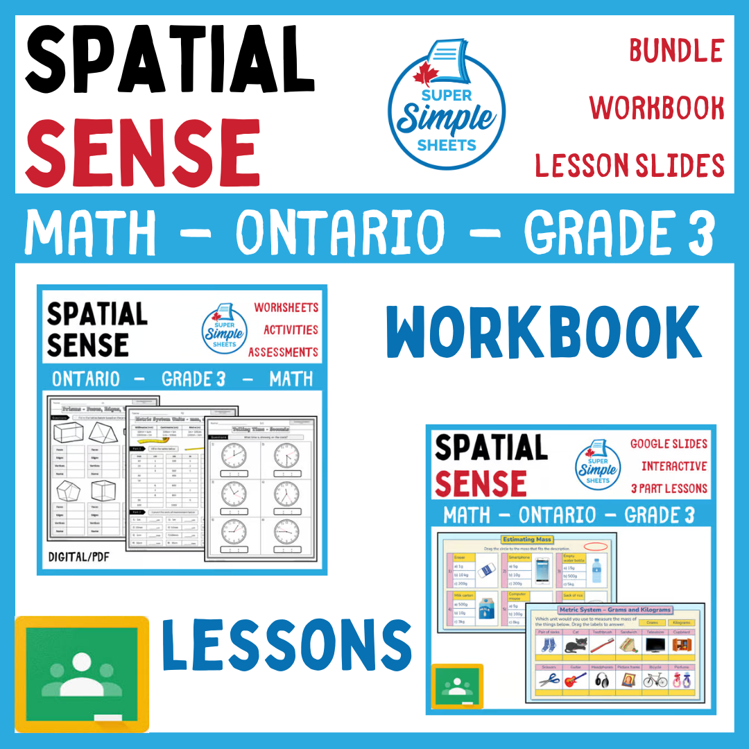 Grade 3 - Spatial Sense Unit - Ontario Math - Lesson/Workbook Bundle