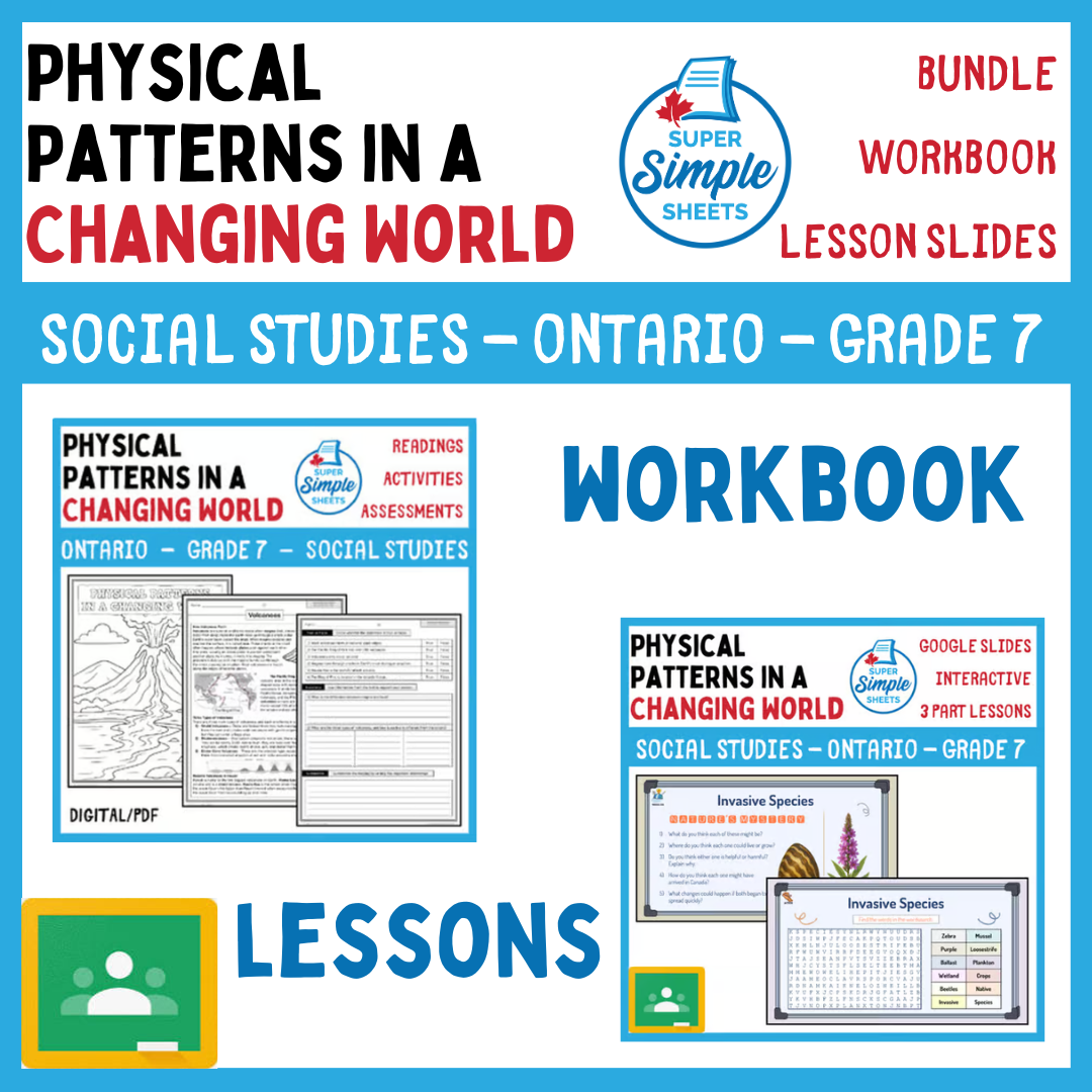 Grade 7 - Physical Patterns in a Changing World - Ontario Geography - Lessons/Workbook Bundle