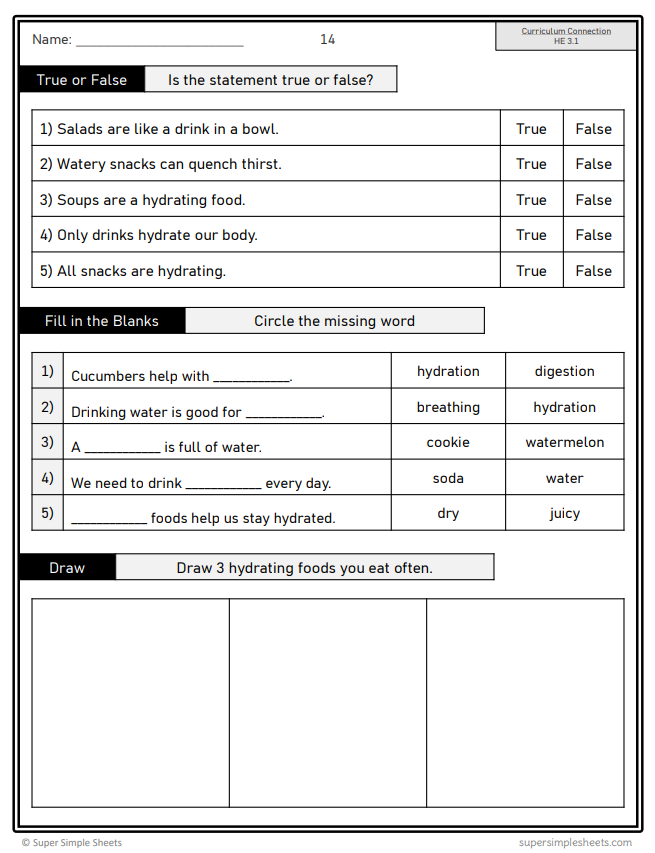 Healthy Eating - Grade 3 - Alberta Health and Wellness - Lessons/Workbook Bundle