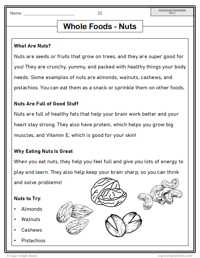 Healthy Eating - Grade 1 - Alberta Health and Wellness - Lessons/Workbook Bundle