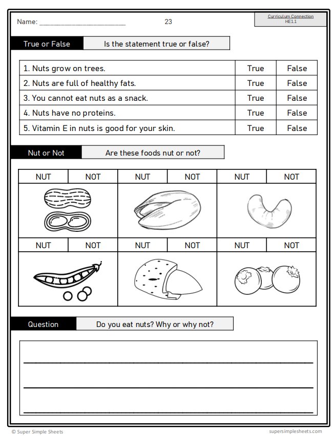 Healthy Eating - Grade 1 - Alberta Health and Wellness - Lessons/Workbook Bundle