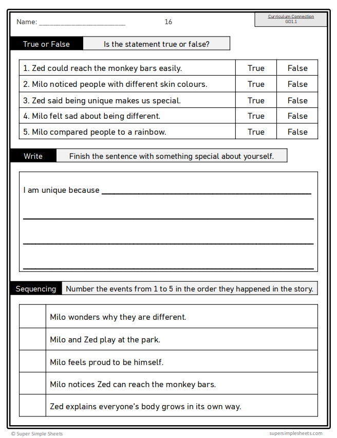 Growth and Development - Grade 1 - Alberta Health - Lessons/Workbook Bundle