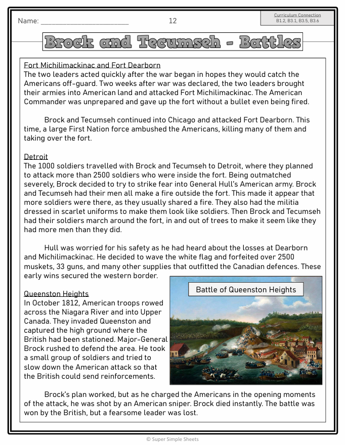 Grade 7 - Canada, 1800-1850: Conflict and Challenges - Ontario History - Lesson/Workbook Bundle