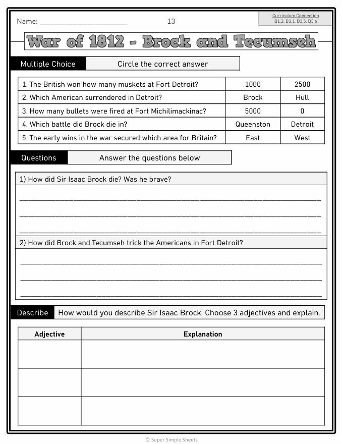 Grade 7 - Canada, 1800-1850: Conflict and Challenges - Ontario History - Lesson/Workbook Bundle