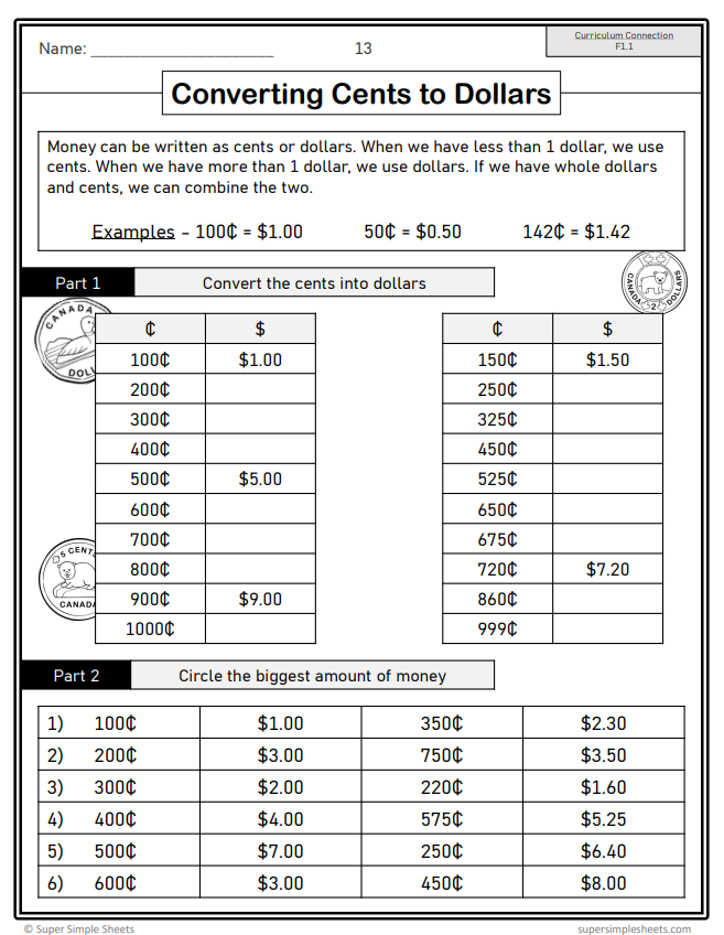 Grade 3 - Financial Literacy Unit - Ontario Math - Lesson/Workbook Bundle