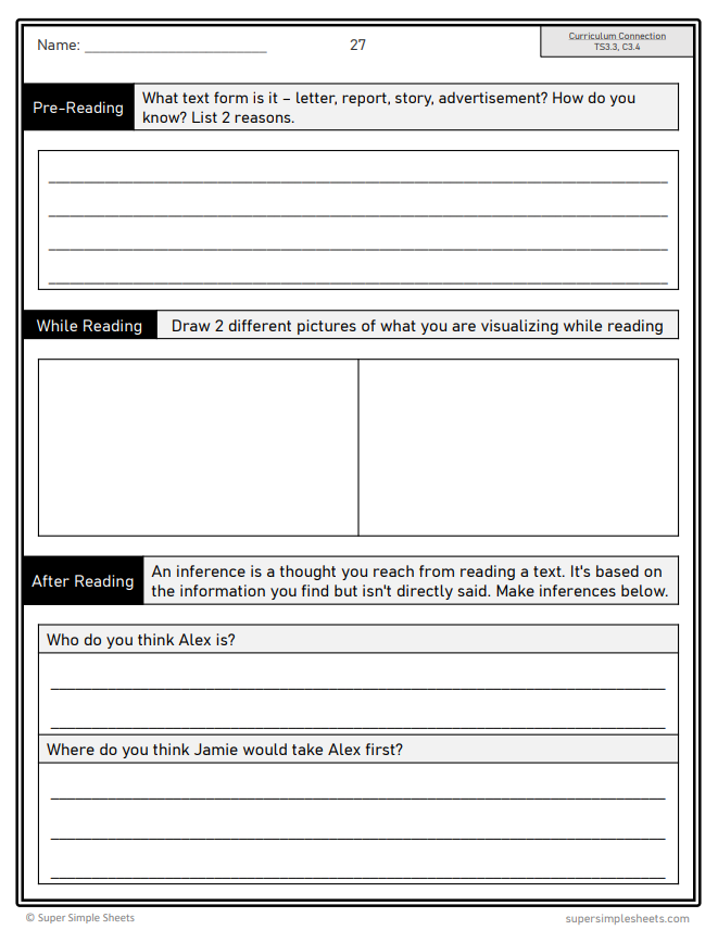 Grade 3 - Reading Comprehension Unit - Alberta Language - Lesson/Workbook Bundle