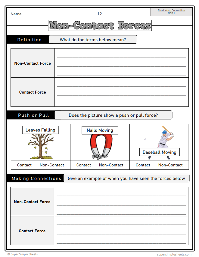 Grade 4 - Energy Non-Contact Forces - Alberta Science - Lesson/Workbook Bundle