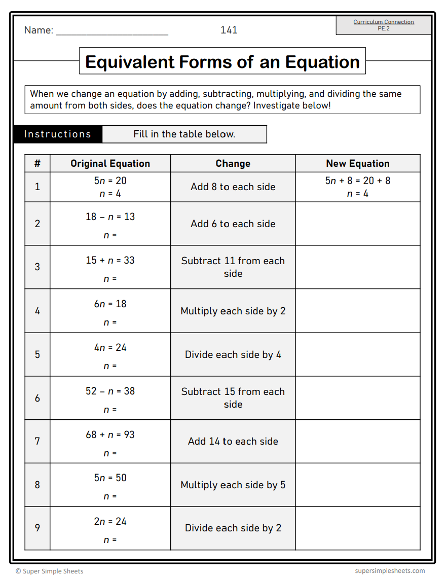 Grade 7 - Patterning and Equations Unit - BC Math - Lesson/Workbook Bundle
