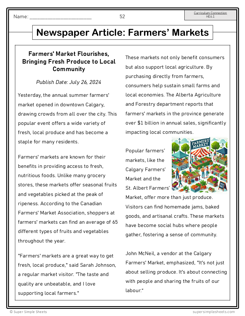 Healthy Eating - Grade 6 - Alberta Health and Wellness - Lessons/Workbook Bundle