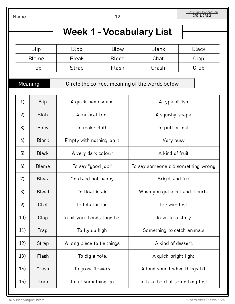 BC Grade 3 Language Arts ELA FULL YEAR BUNDLE Super Simple Sheets