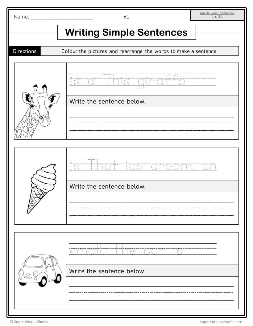 Manitoba Grade 1 Language Arts ELA FULL YEAR BUNDLE Super Simple Sheets