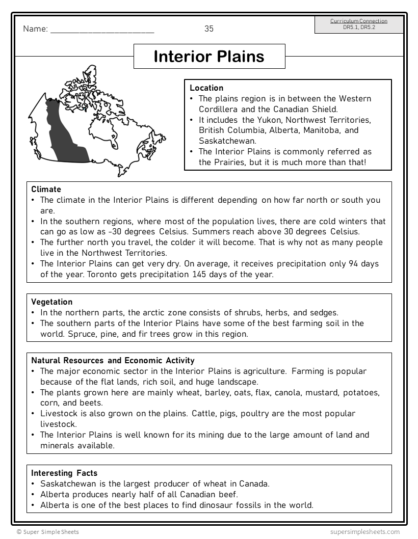 Saskatchewan Grade 5 Social Studies FULL YEAR BUNDLE Super Simple Sheets