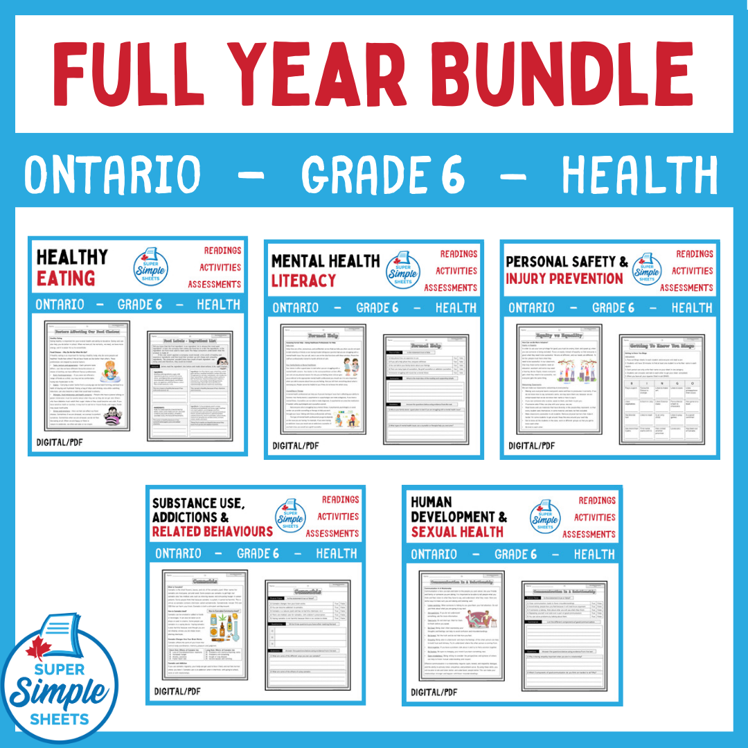 Ontario - Grade 6 Health - Full Year Bundle