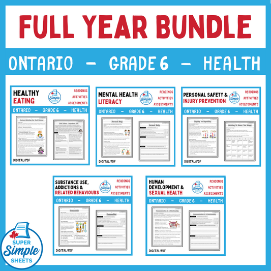 Ontario - Grade 6 Health - Full Year Bundle