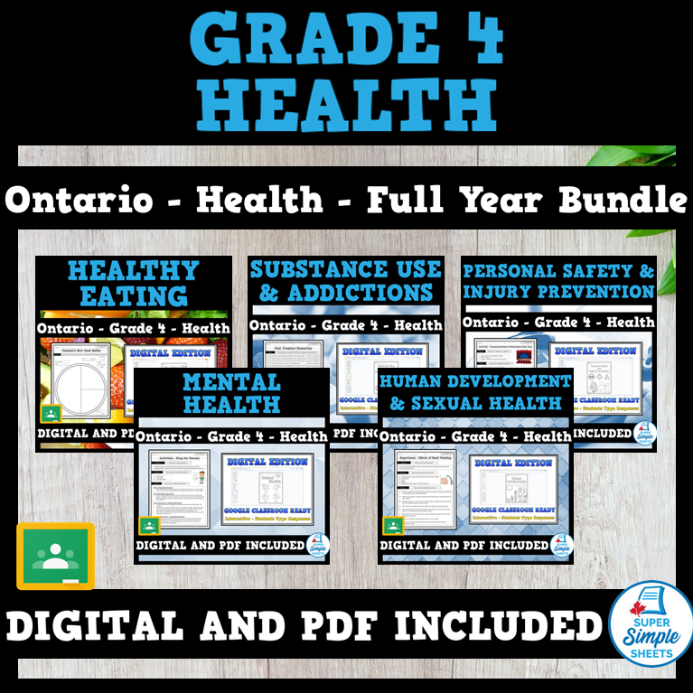 Ontario Grade 4 Health Full Year Bundle