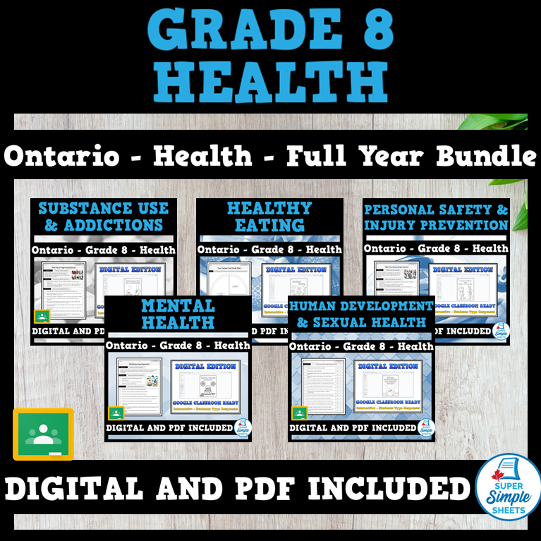 Ontario Grade 8 Health Full Year Bundle