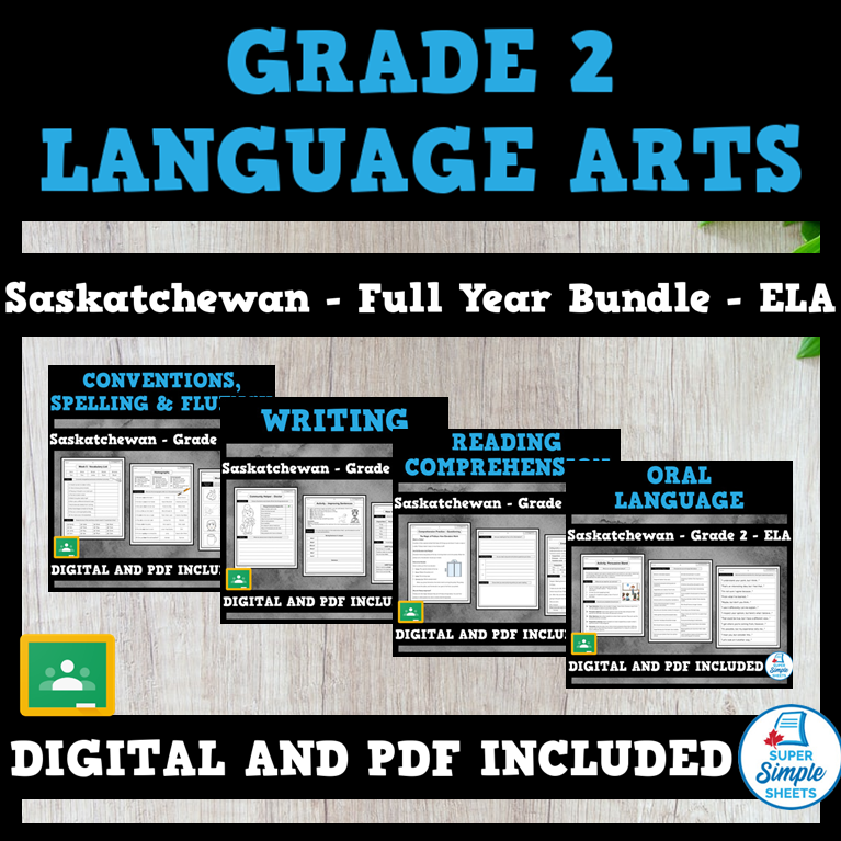 Saskatchewan Grade 2 Language Arts ELA FULL YEAR BUNDLE Super