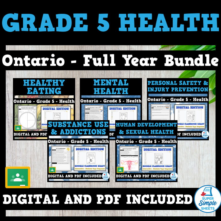 Ontario Grade 5 Health Full Year Bundle