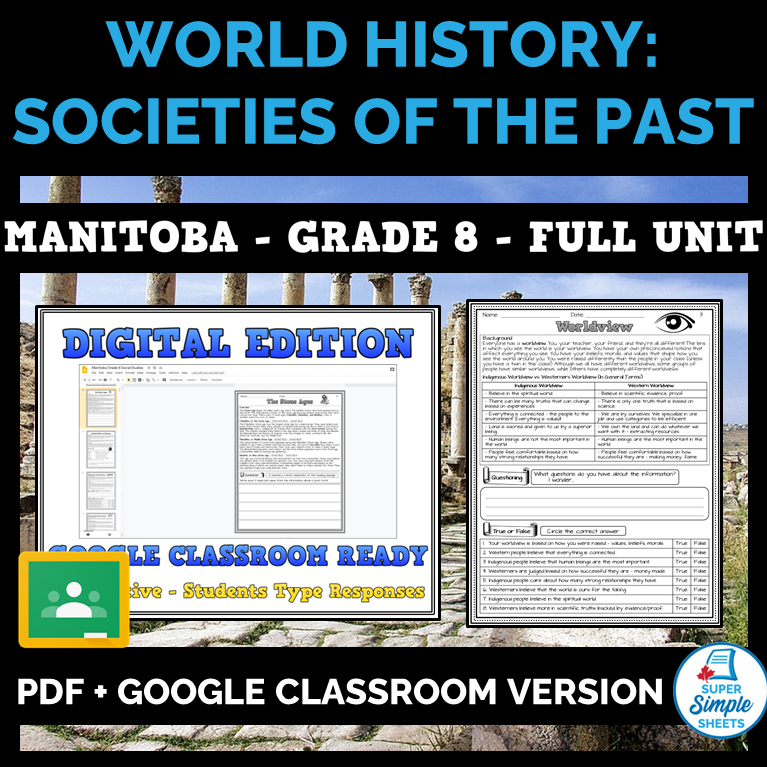 Manitoba Social Studies Unit Grade 8 World History Societies of t