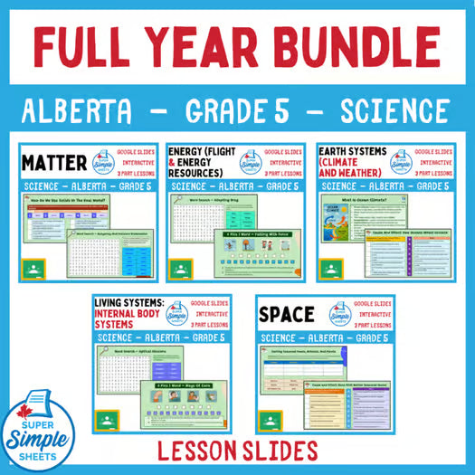 Grade 5 - Alberta Science - Google Lesson Slides - Full Year Bundle