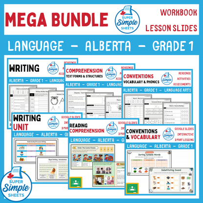 Grade 1 - Alberta Language - Lessons/Workbook Mega Bundle
