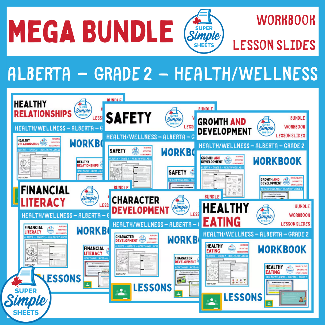 Alberta - Grade 2 - Health and Wellness - Lessons/Workbook Mega Bundle