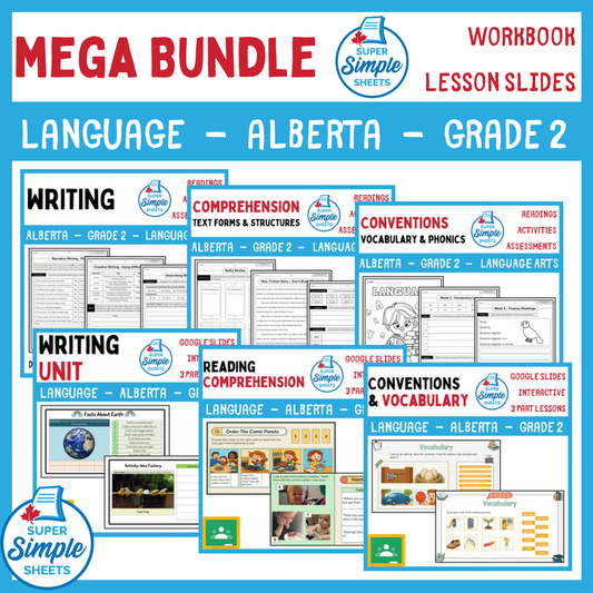 Grade 2 - Alberta Language - Lessons/Workbook Mega Bundle