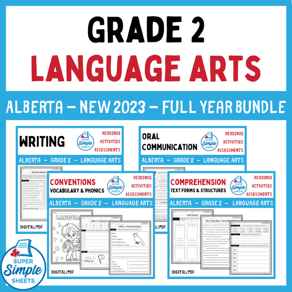 Alberta Grade 2 Language Arts ELA - FULL YEAR BUNDLE - NEW 2023 Curriculum