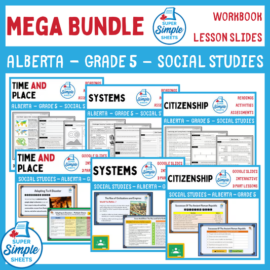 Alberta - Grade 5 - Social Studies - Lessons/Workbook Mega Bundle