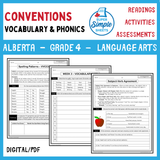 NEW 2023 Alberta Language ELA - Grade 4 - Vocabulary, Conventions, Phonics & Fluency