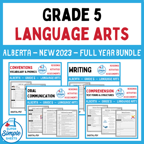 Alberta Grade 5 Language Arts ELA - FULL YEAR BUNDLE - NEW 2023 Curriculum