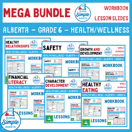 Alberta - Grade 6 - Health and Wellness - Lessons/Workbook Mega Bundle