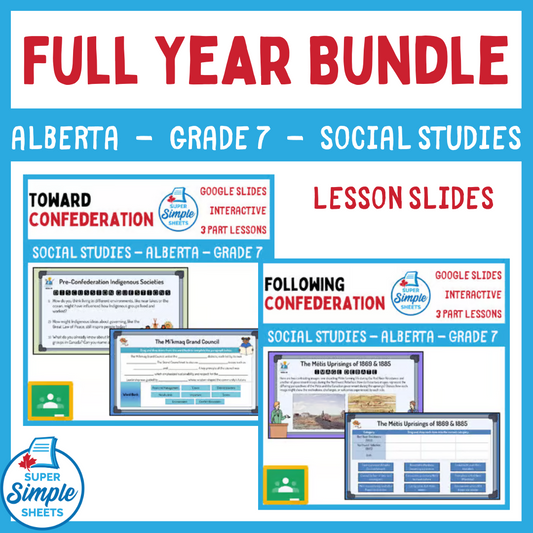 Alberta - Grade 7 - Social Studies - Google Lesson Slides - Full Year Bundle