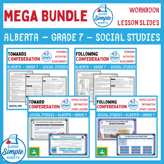 Alberta - Grade 7 - Social Studies - Lessons/Workbook Mega Bundle