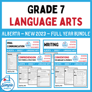 Alberta Grade 7 Language Arts ELA - FULL YEAR BUNDLE - NEW 2023 Curriculum