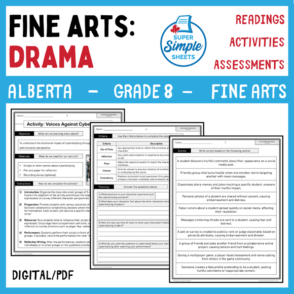 Alberta Fine Arts Curriculum Grade 8 - Drama - Full Year Unit