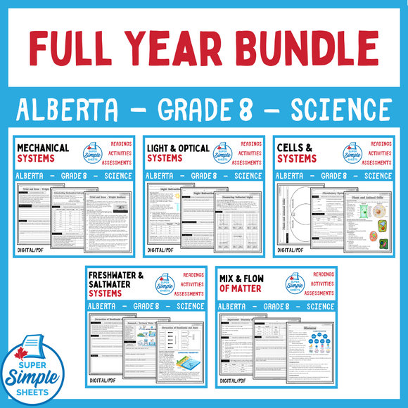 Alberta - Grade 8 Science - FULL YEAR BUNDLE