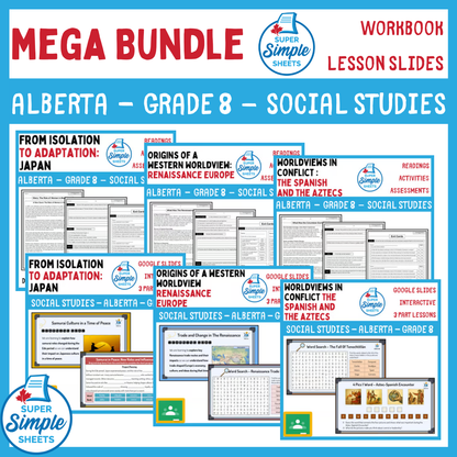 Grade 8 - Alberta Social Studies - Lessons/Workbook Mega Bundle