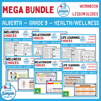 Grade 9 - Alberta Health and Wellness - Lessons/Workbook Mega Bundle