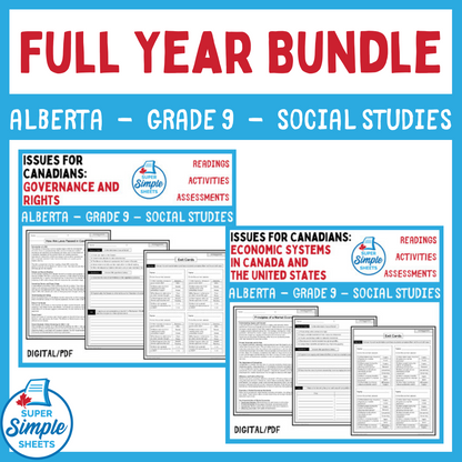 Alberta - Grade 9 Social Studies - FULL YEAR BUNDLE