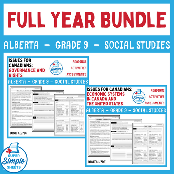 Alberta - Grade 9 Social Studies - FULL YEAR BUNDLE