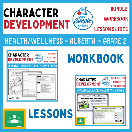 Character Development - Grade 2 - Alberta Health - Lessons/Workbook Bundle