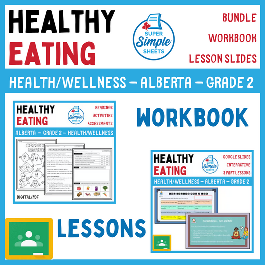 Healthy Eating - Grade 2 - Alberta Health and Wellness - Lessons/Workbook Bundle