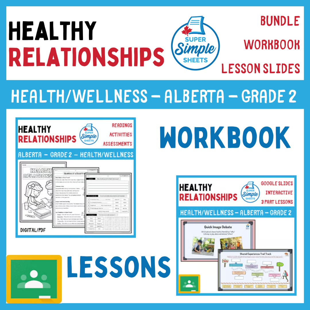 Healthy Relationships - Grade 2 - Alberta Health - Lessons/Workbook Bundle